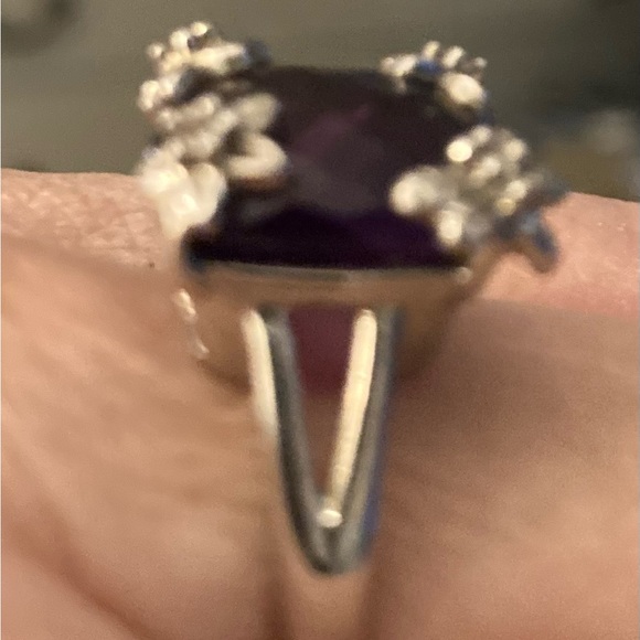 Sterling amethyst, flower ring 6 1/ stunning cocktail ring ! Eye catching - Picture 6 of 7